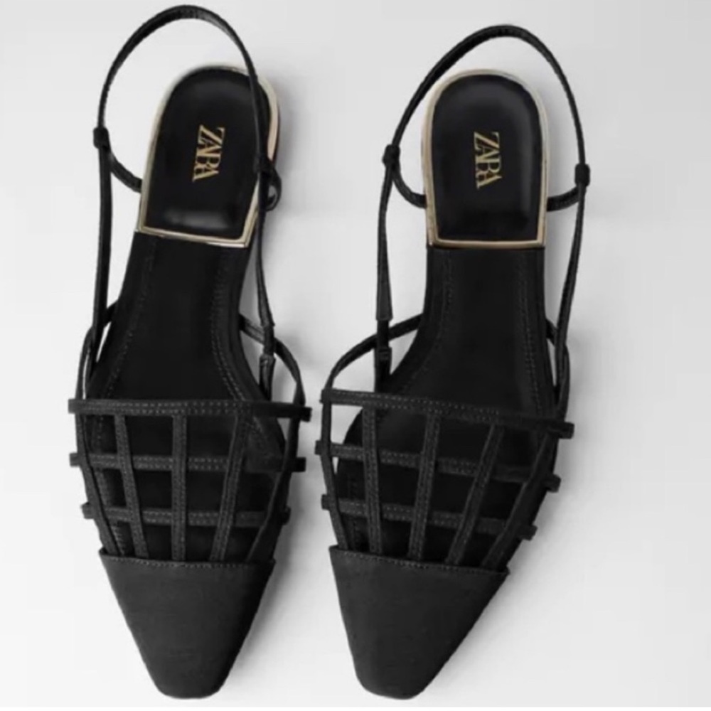 Zara Slingback Latice Detail Flat Shoes